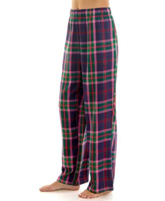 Women's Printed Open Leg Contrast Waistband Flannel Pants