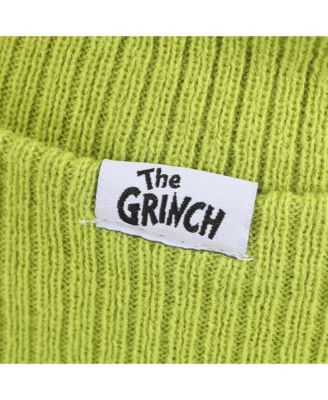 Men's Grinch Eyes Embroidery And Faux Hair Acrylic Knit Cuff Beanie