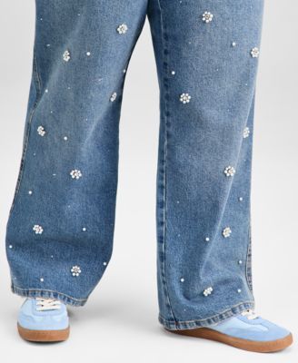 Trendy Plus Size Embellished Straight Leg Jeans, Macy's Exclusive