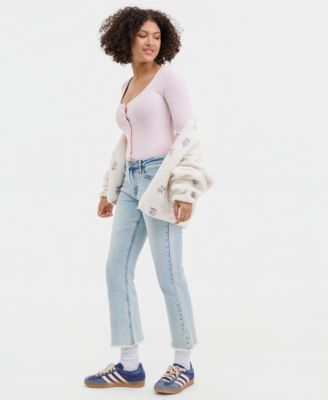 Juniors' Mid-Rise Cropped Kick-Flare Jeans