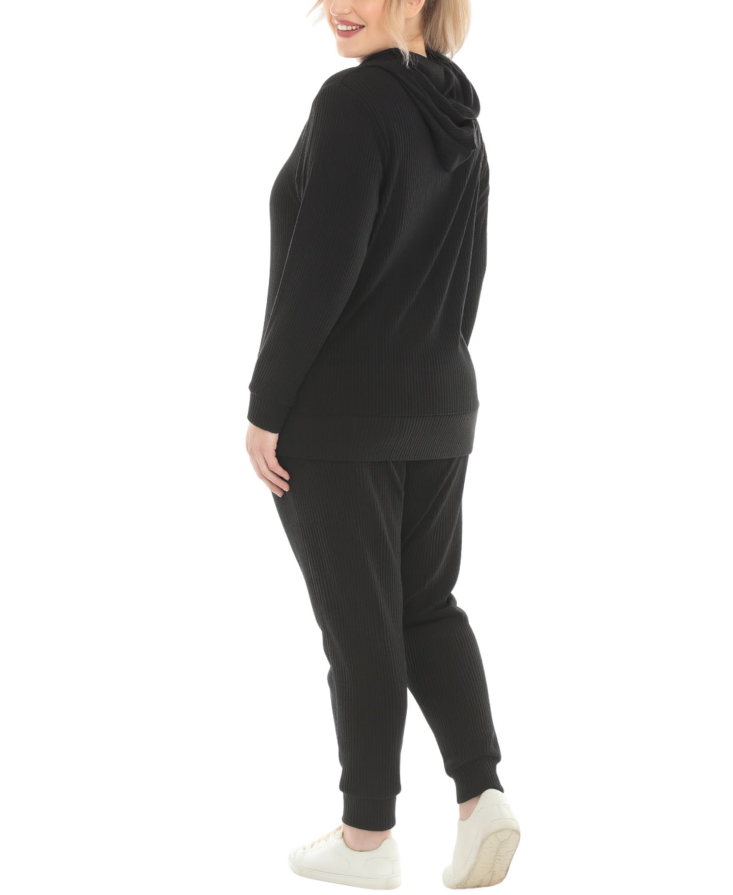 White Mark Plus Size Super Soft Two Piece Ribbed Set, цвет: Чёрный — фото 3