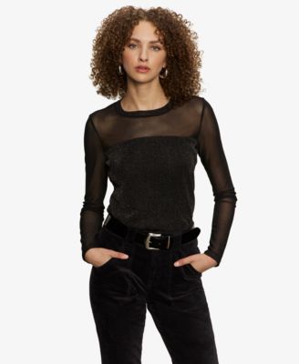 Sanctuary - Women's Sparkle Mesh Long-Sleeve Top