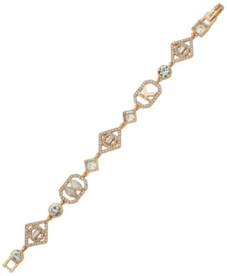 Karl Lagerfeld Paris Glass Crystal Stone Mosaic Logo Flex Bracelet - Gold-Tone 20$