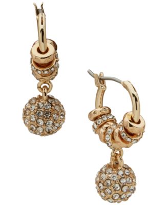 Karl Lagerfeld Paris Glass Stone Rondelle Fireball Drop Hoop Earrings - Gold-Tone 9$