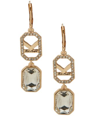 KARL LAGERFELD PARIS - Glass Stone Double Drop Earrings