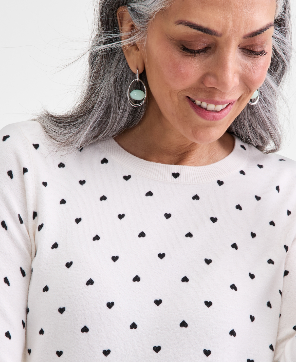 Style & Co Petite Printed Crewneck Pull-On Sweater, Macy's Exclusive