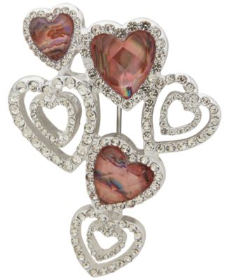 Anne Klein - Silver-Tone Cluster Heart Pin