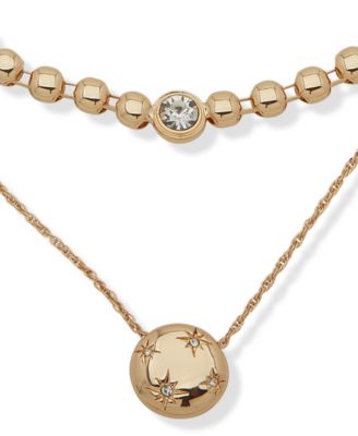 2 in 1 Glass Bezel Stone Crystal Star Multirow Necklace