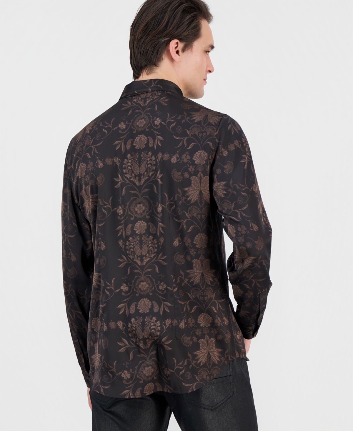 Guess Men's Charm Heritage Scroll Long-Sleeve Button-Front Shirt