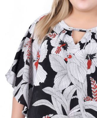 Women's Plus Size Elbow Sleeve Poncho Top