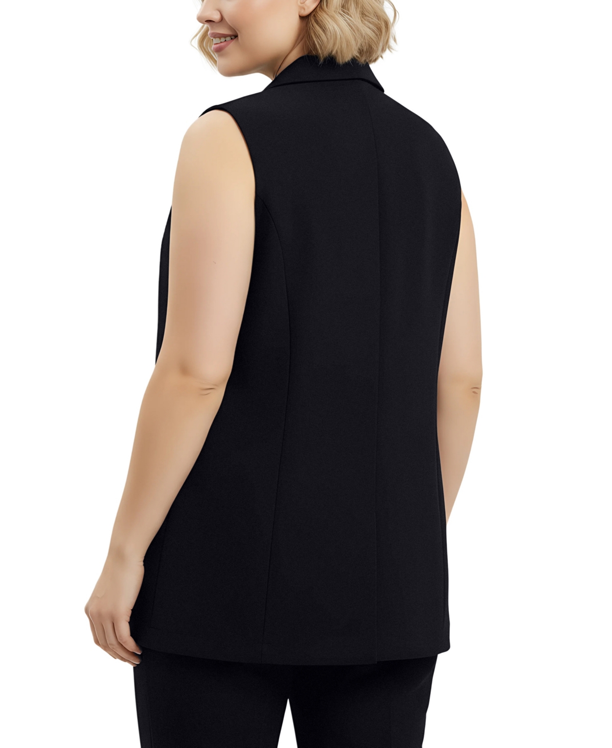 Ny Collection Women's Plus Sleeveless Scuba Vest Jacket