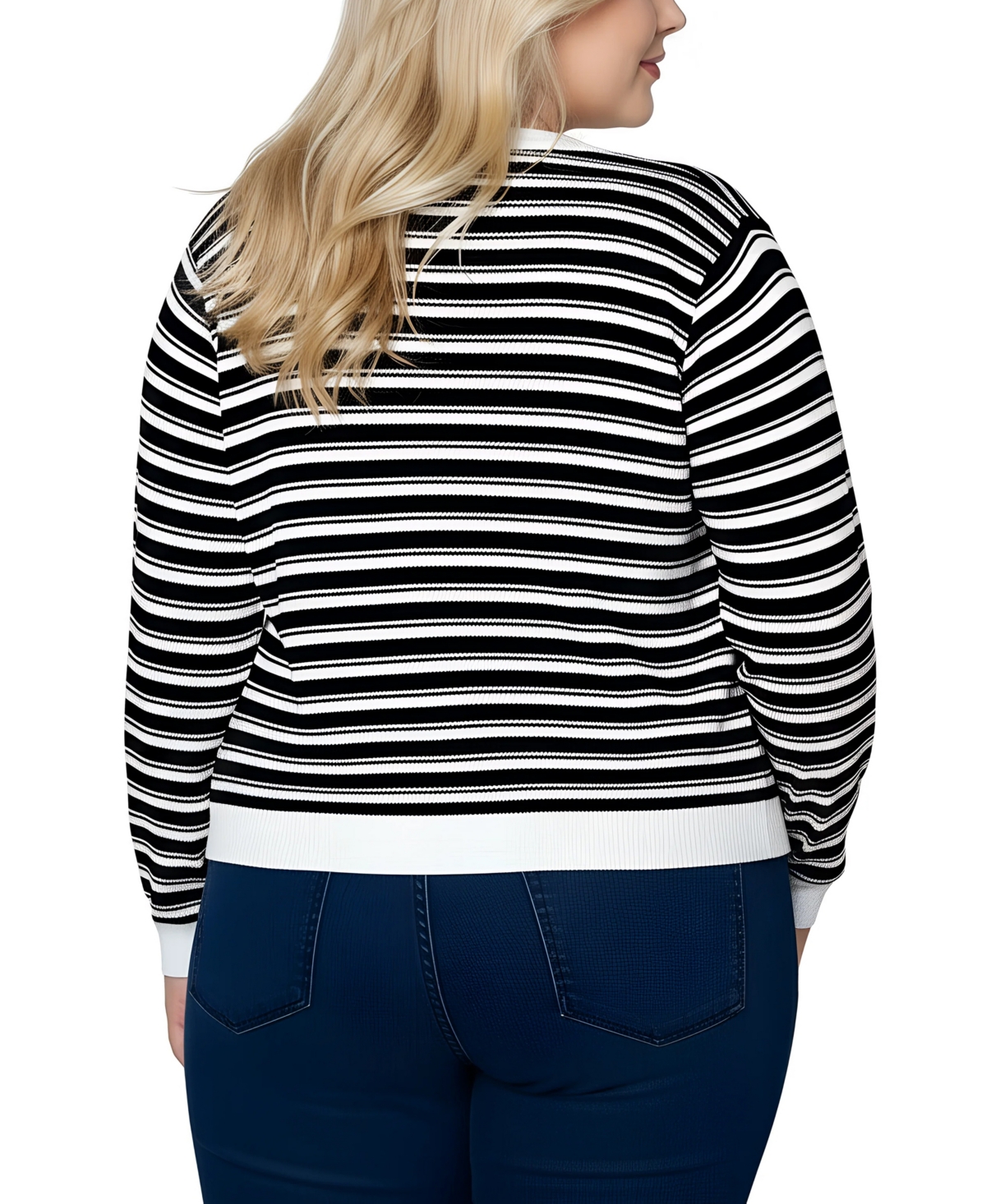 Ny Collection Women's Plus Long sleeve Ribbed Cardigan