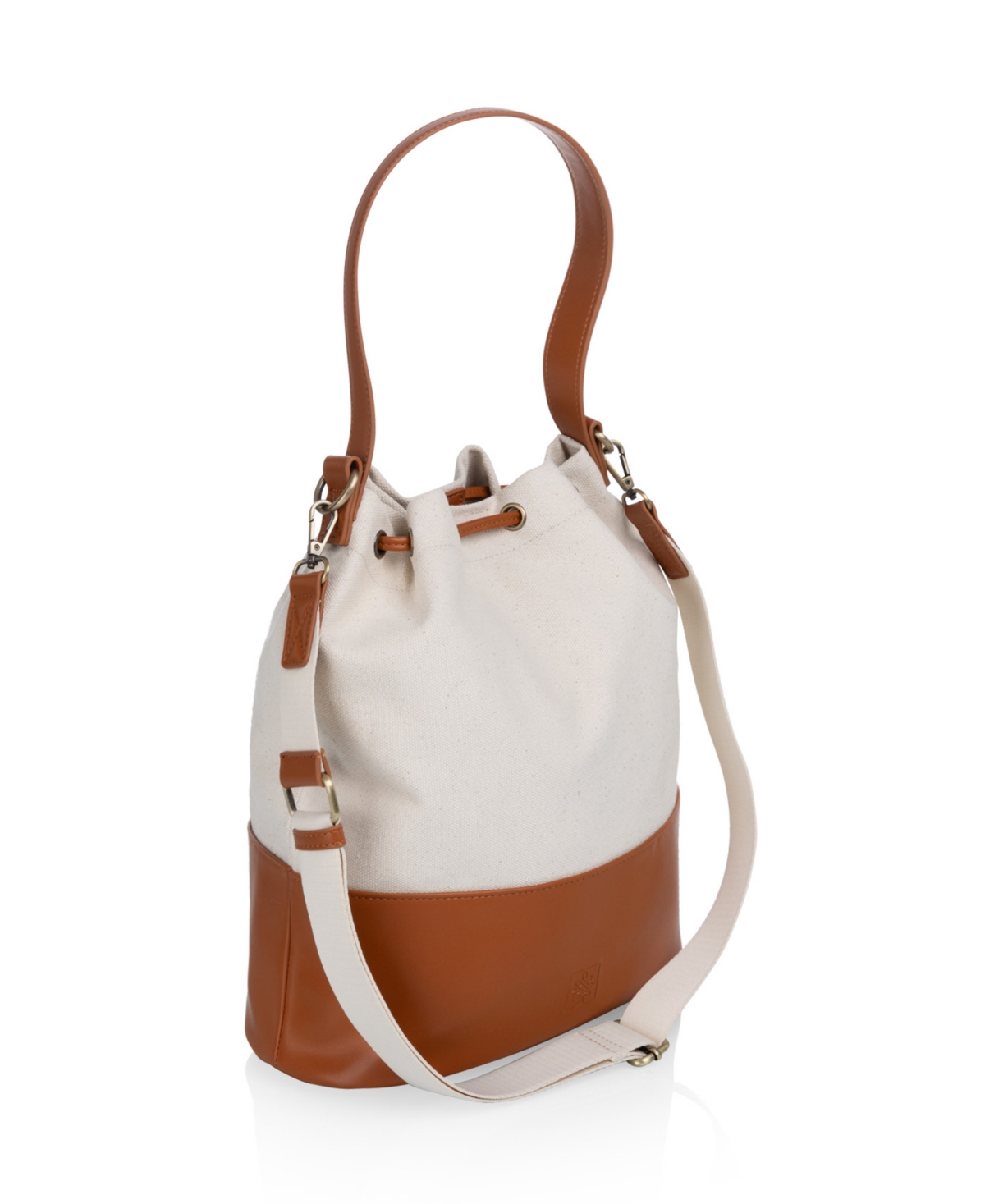 Picnic Time Sirolo Canvas And Leatherette 11.8" Bucket Tote Bag In Multi