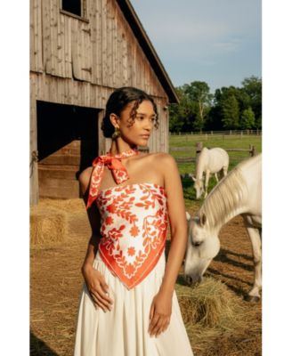 Silk Skinny Scarf Red Blessing