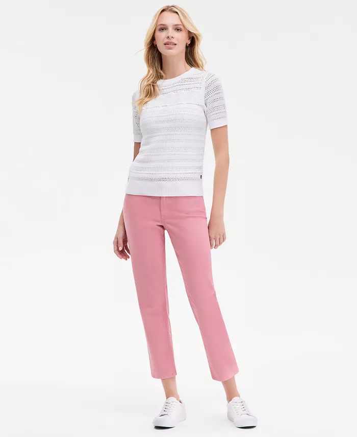 Nautica Women's Cotton Lace-Front Short-Sleeve Sweater - thumbnail 5
