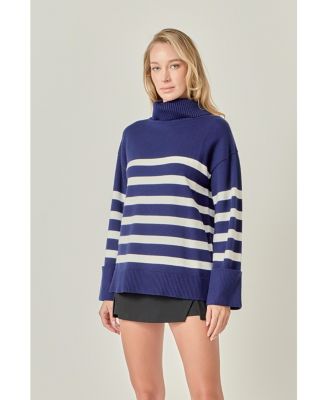 Women's Turtle Neck Stripe Sweater