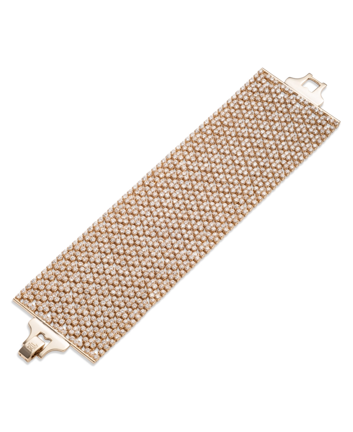 Ralph Lauren Cubic Zirconia Mesh Flex Bracelet In Gold
