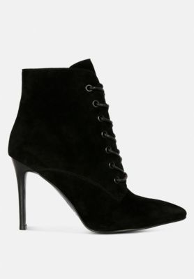 SULFUR Womens Suede Leather Stiletto Ankle Boot