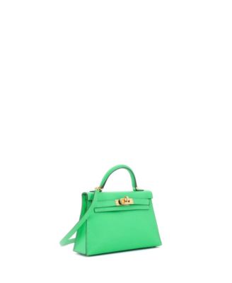 Kelly 20 Handbag Green Chevre Mysore with Gold Hardware