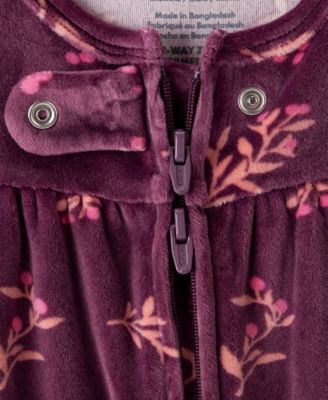 Baby Girls' Floral Long-Sleeve Sleep and Play Pajama and Headband, 2-Piece Set