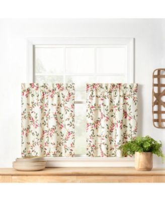 Ellis Vintage Stylish Medium Scale Printed Vine Pattern 1.5" Rod Pocket Tier 56"x24" Pecan