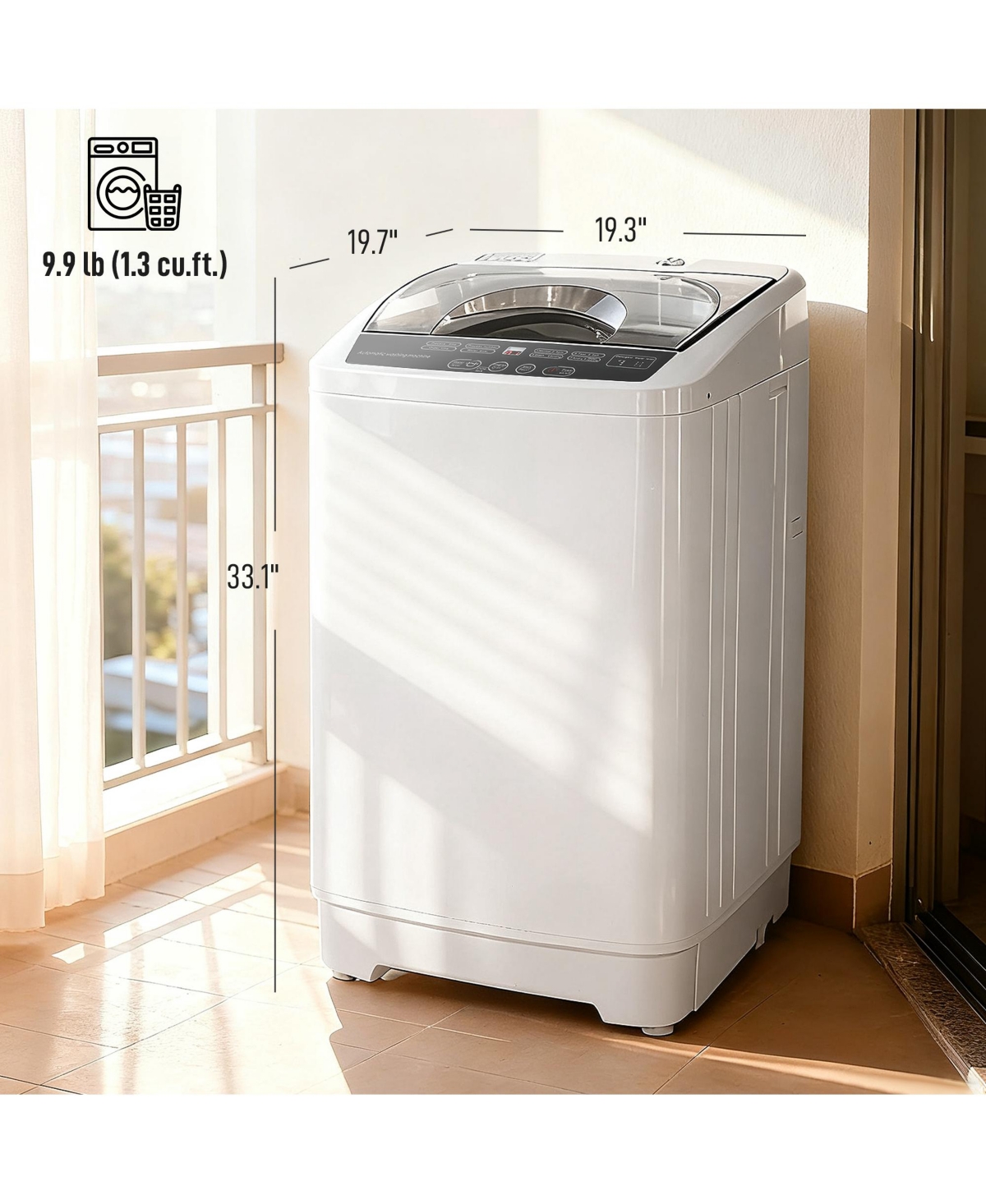 Homcom Portable Washing Machine with 1.3 Cu. Ft. Capacity, Compact Washer