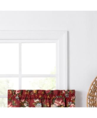 Ellis Bella Rose Stylish Medium Scale Printed Floral Pattern 1.5" Rod Pocket Tier 56"x36" Red