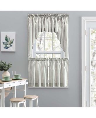Plaza Classic Ticking Stripe Printed on 1.5" Rod Pocket Natural Ground Tailored Valance 58" x 15" Sage