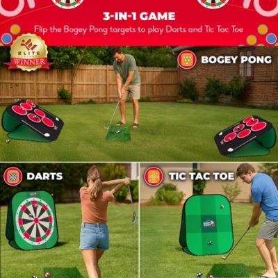 Bogey Pong | 3-in-1 Backyard Pong Golf Game Set with Darts & Tic Tac Toe | Remove Discs for Pong Golf Style Gameplay
