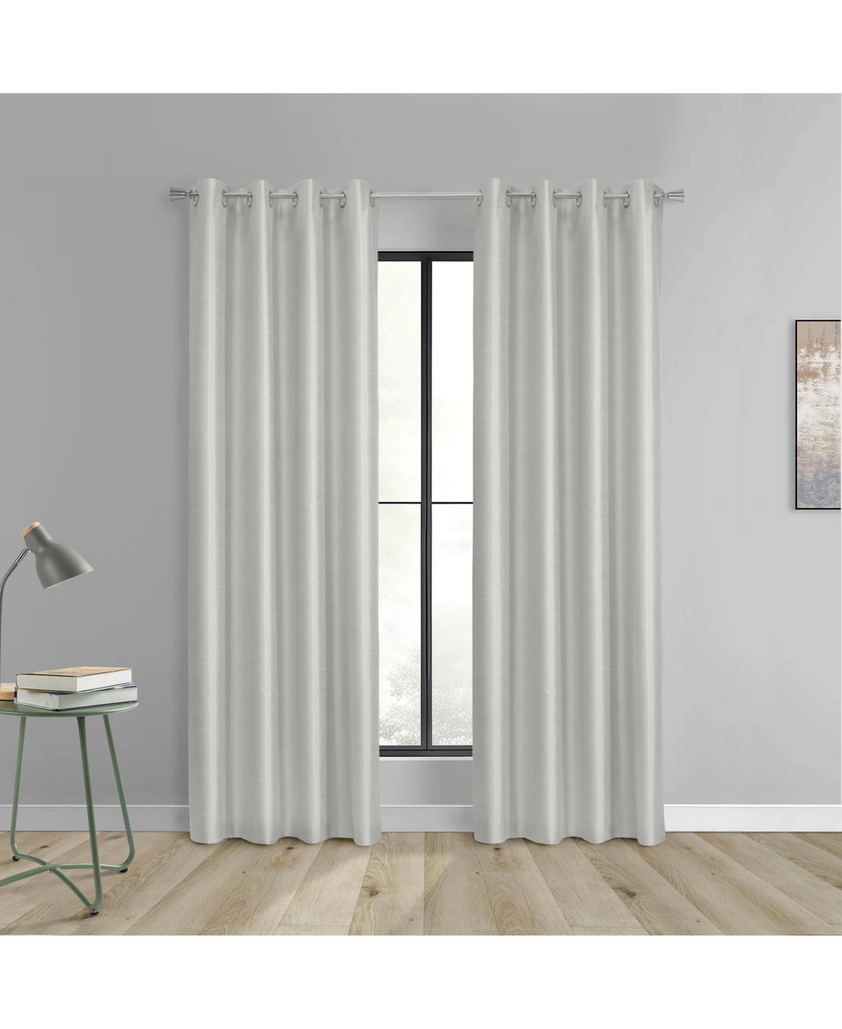 Thermaplus 100% Polyester Glacier Balance Temperature Solid Faux Silk Blackout Grommet Curtain Panel 52" x Silver