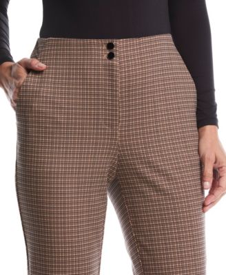 Petite Plaid Print Ponte Bootcut Pants