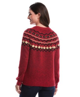 Petite Crew Neck Fair Isle Long Sleeve Sweater