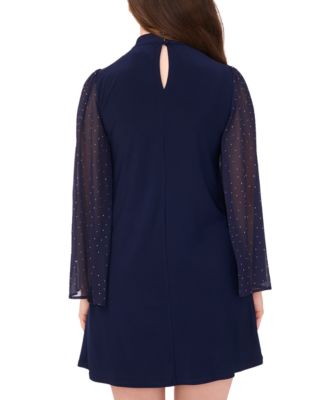 Women's Mock Neck Combo Sleeve Dress