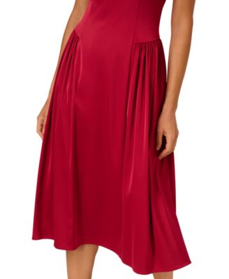 Women's Stretch Sweetheart Neck Midi Dress