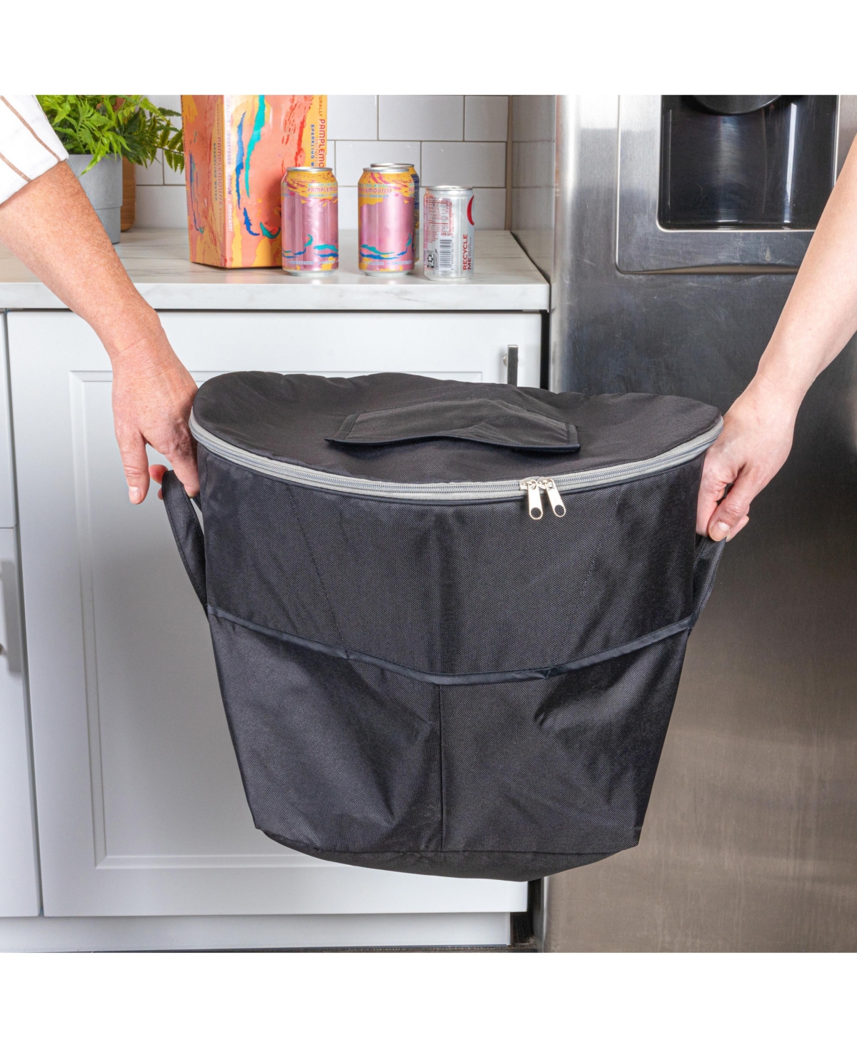 Household Essentials Thermal Standing Cooler with Travel Bag, Black