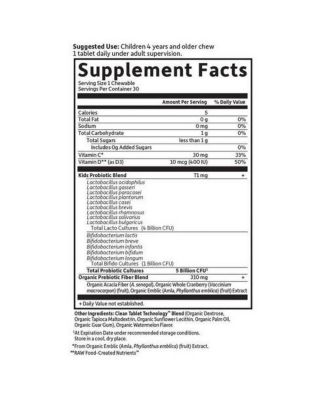 Dr. Formulated Probiotics Kids + 5 Billion CFU ,Watermelon, 30 Chewable Tabs