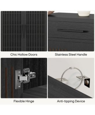 Shoe Cabinet, 5-Tier Shoe Storage Cabinet with Louvered Doors and Drawer