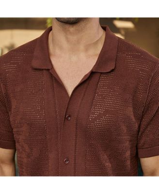 Men's Russet Brown Fluid-Knit Polo Shirt