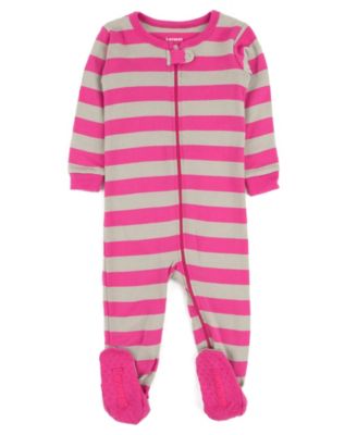 Toddler Footed Cotton Striped Holiday Pajamas