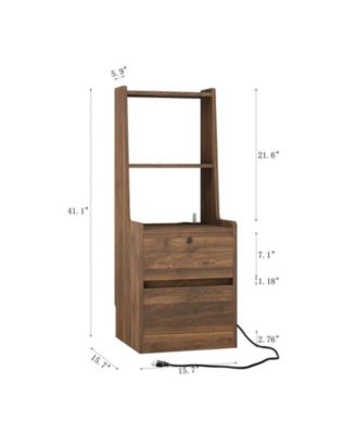 Storage Cabinet with Night Light Bookshelf