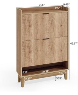 31.5&amp;#x22; Wide Narrow Entryway Cabinet,Shoe Cabinet with 2 Flip Drawers &amp; Open Shelf