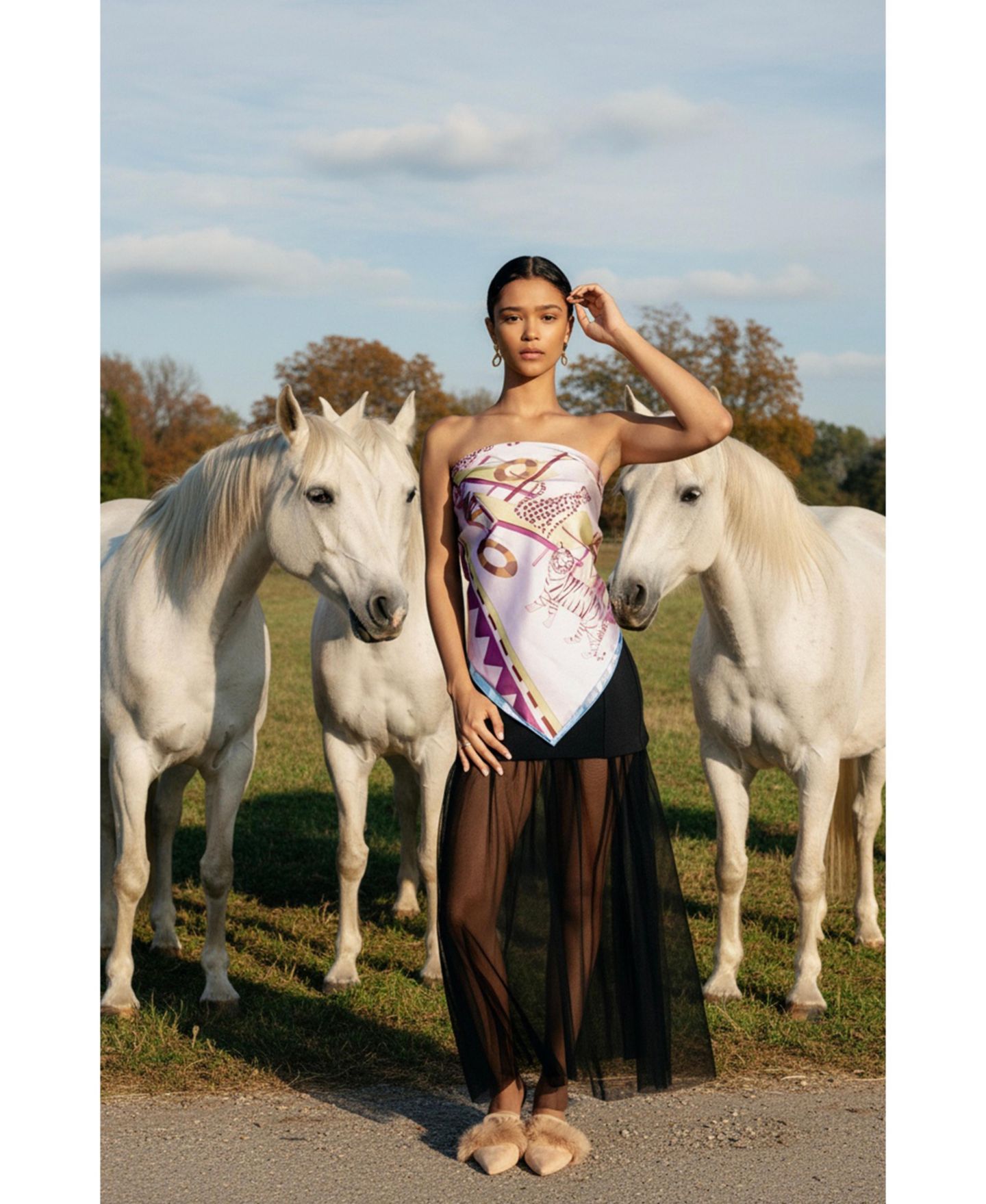Женский шарф Jessie Zhao New York Double Sided Silk Scarf Jungle Party, цвет: Синий — фото 4