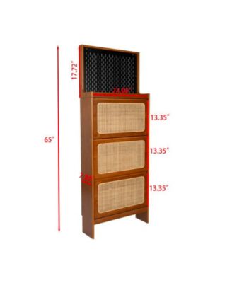 CASAINC Rattan with 3 Flip Drawers Shoe Cabinet