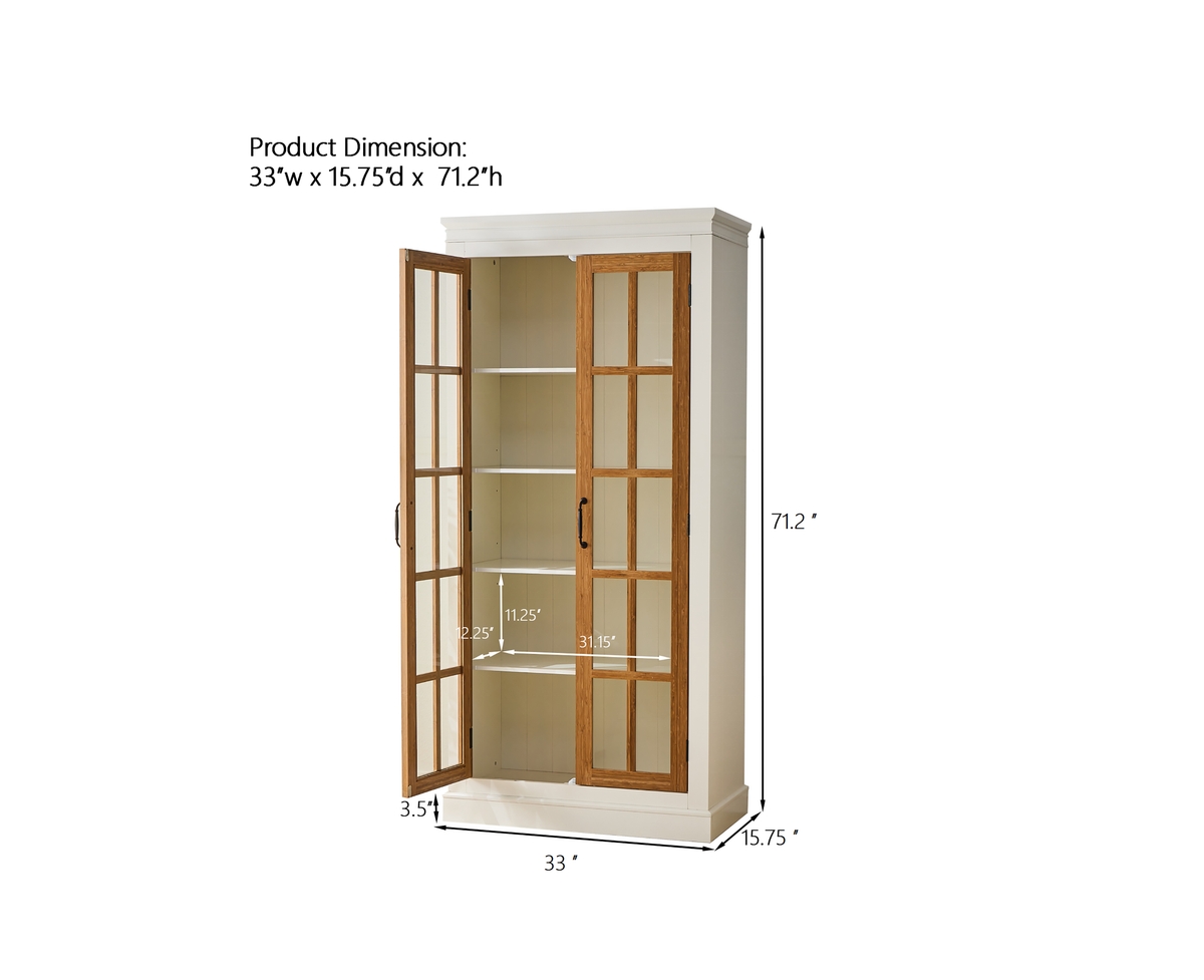 Casainc 71.2" Freestanding Storage Cabinet with Glass Door