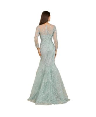 Women's Long Sleeve Mermaid Beaded Gown