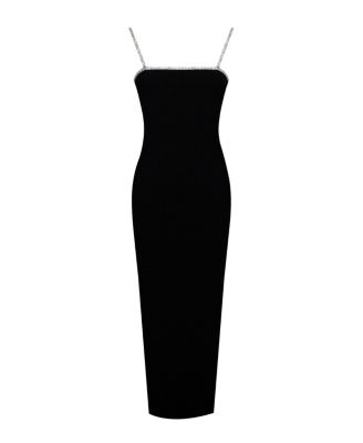 Women's Flore Black Crystal Straps Backless Gown With Bow