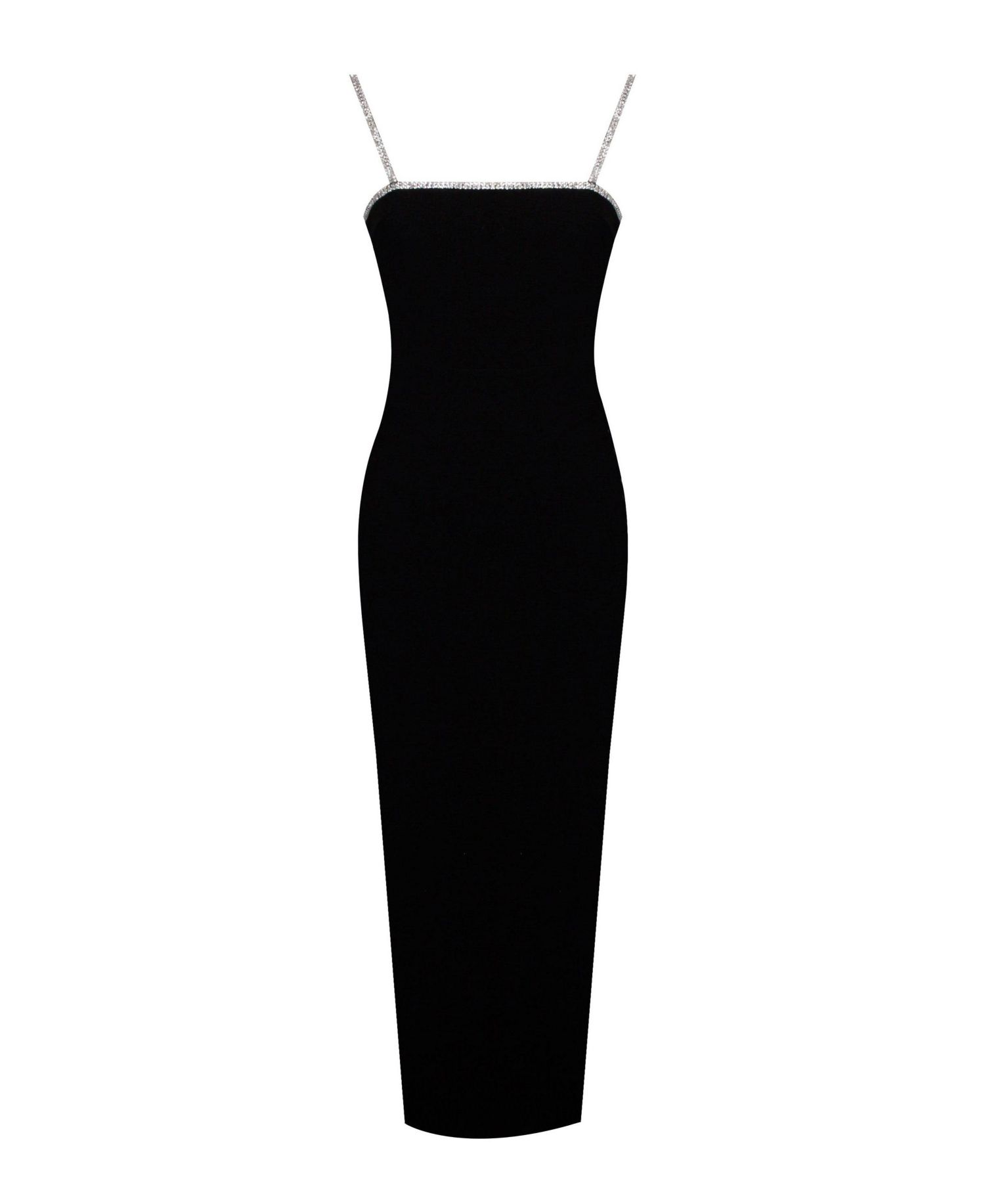 Women's Flore Black Crystal Straps Backless Gown With Bow