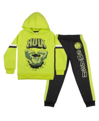 Big Boys The Hulk 2 Piece Fleece Hoodie and Pants Set