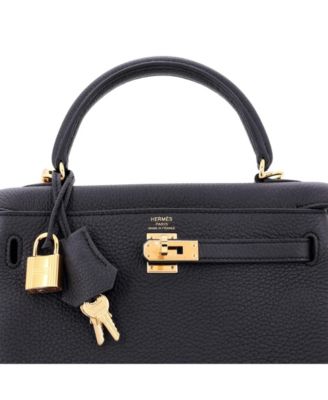 Kelly 25 Handbag Black Togo with Gold Hardware