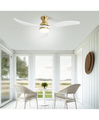 52-inch Modern Classic Golden 3-Blade Flush Mount with Intelligent Remote Control and Light